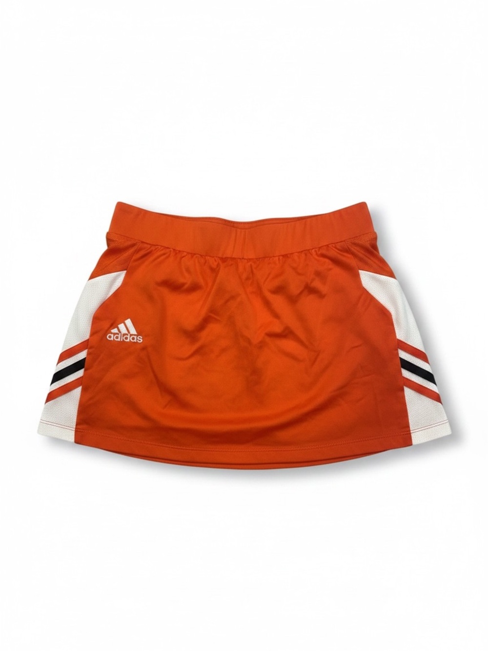 adidas Orange Athletic Skirt with White and Black Stripe Accents